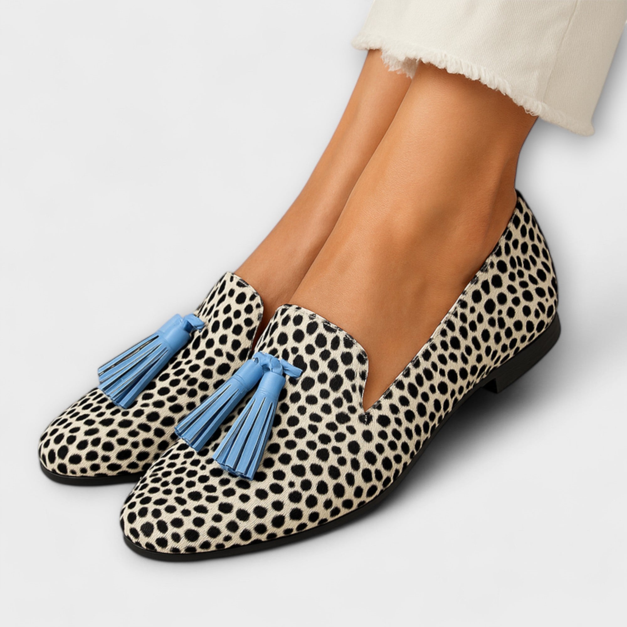 Noémie™ | Mocassins à Franges avec Motif Pois