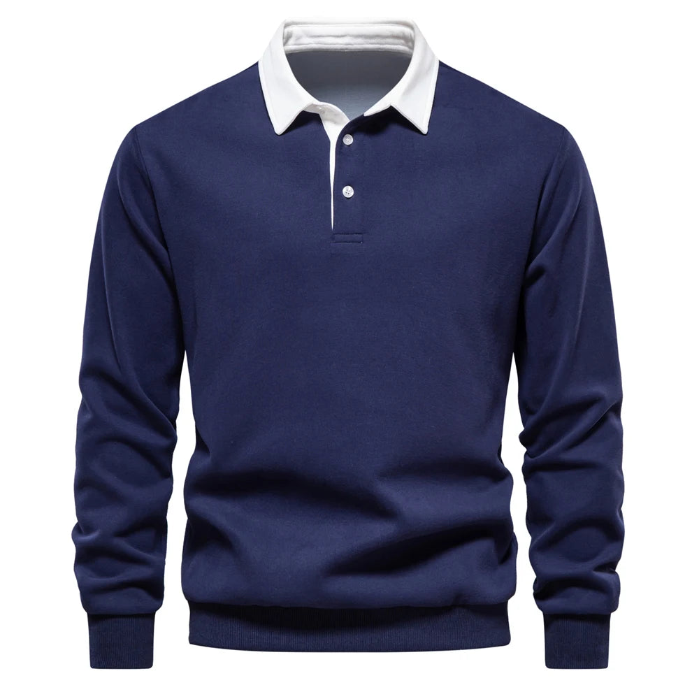 2023 New Autumn Fashion Design Polo Neck Sweatshirts for Men Casual and Social Wear Quality Cotton Mens Sweatshirts