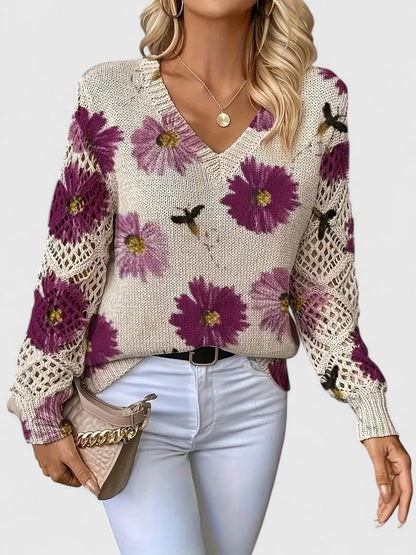 LIZA | Elegancki sweter w kwiaty