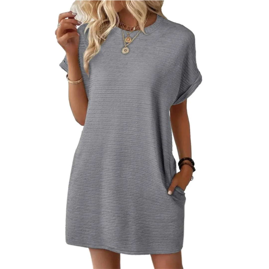EVASHA™ – Robe d'été décontractée minimaliste à col rond