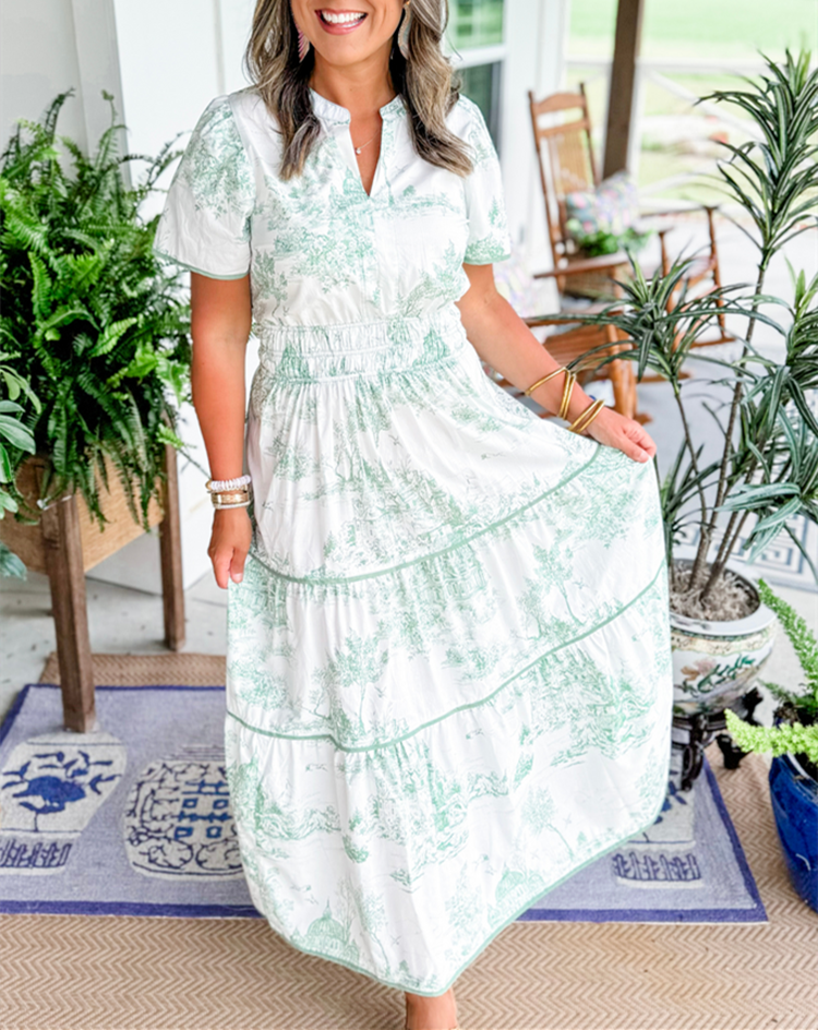 Marcelline | Maxi Toile Intemporelle – Élégance Flatteuse avec Confort et Fluidité
