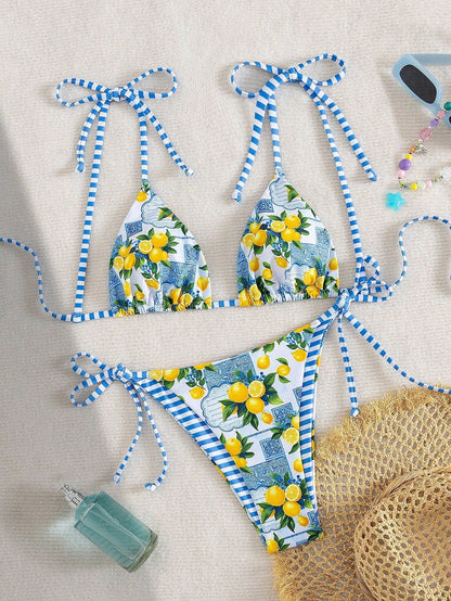 Claire | Bikini Triangle Imprimé Citron