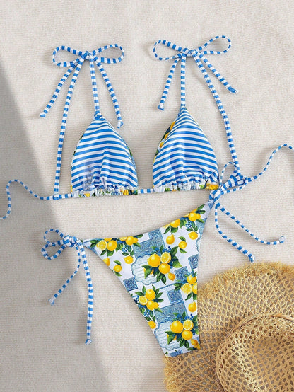 Claire | Bikini Triangle Imprimé Citron