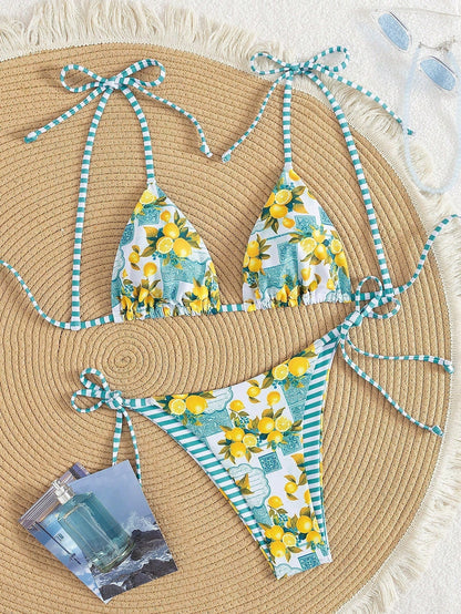 Claire | Bikini Triangle Imprimé Citron