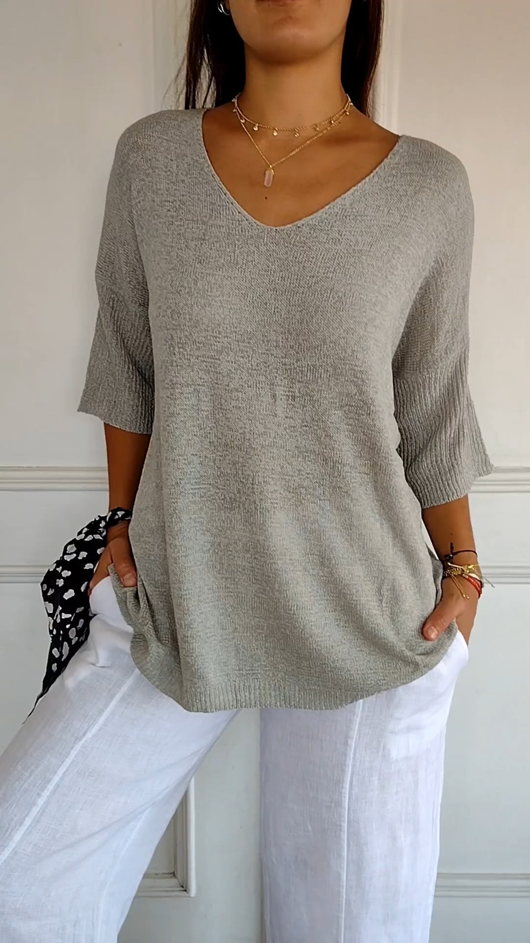 LAUREN™ - Haut Décontracté à Col V