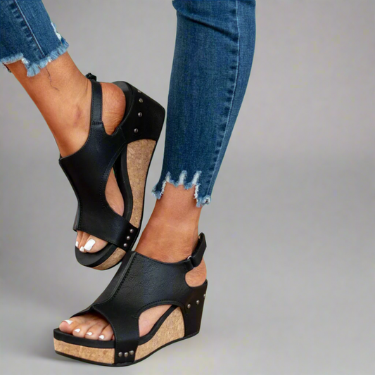 LUARYA™ - Sandales à Talon en Liège pour un Confort Quotidien