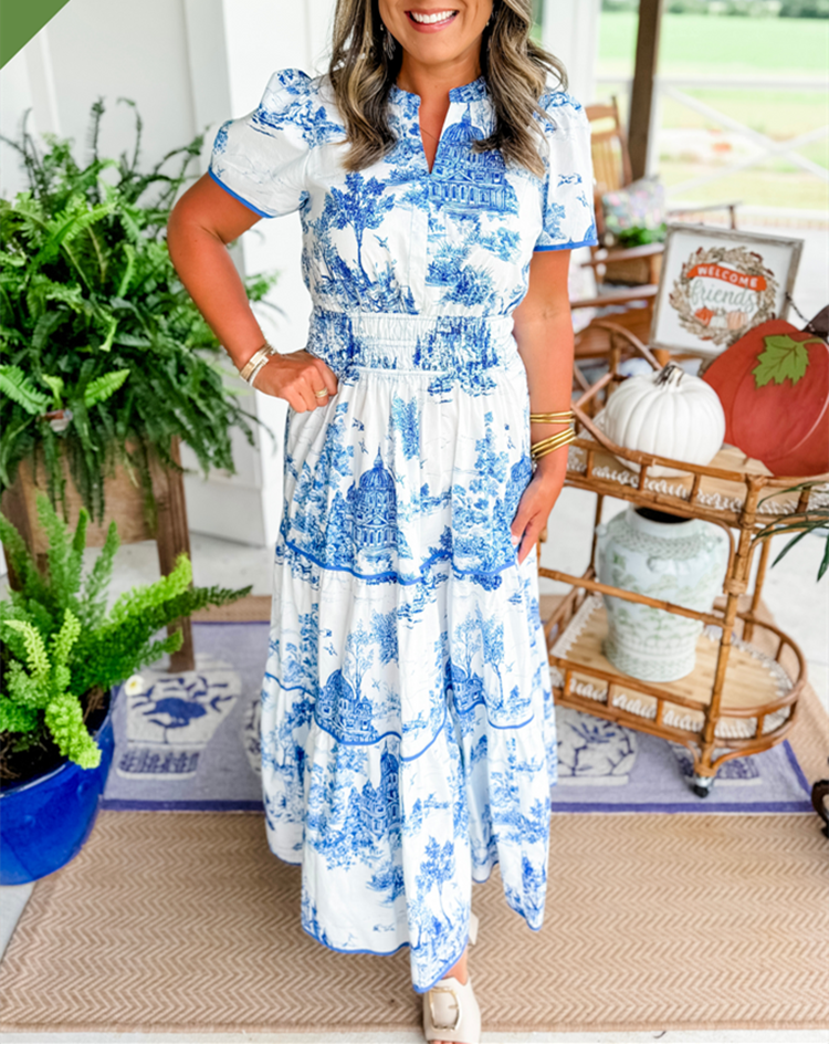 Marcelline | Maxi Toile Intemporelle – Élégance Flatteuse avec Confort et Fluidité