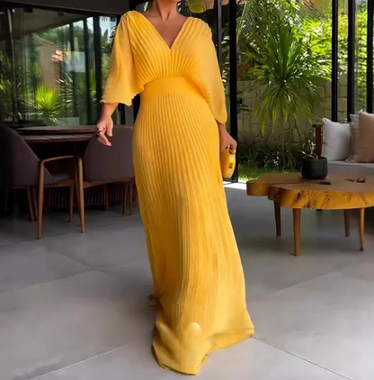 Greta | Robe Maxi Plissée Flow – Où la facilité rencontre l'élégance