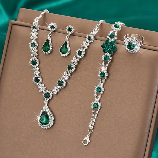 Bijoux Adriana Lysandre émeraude | Or Blanc