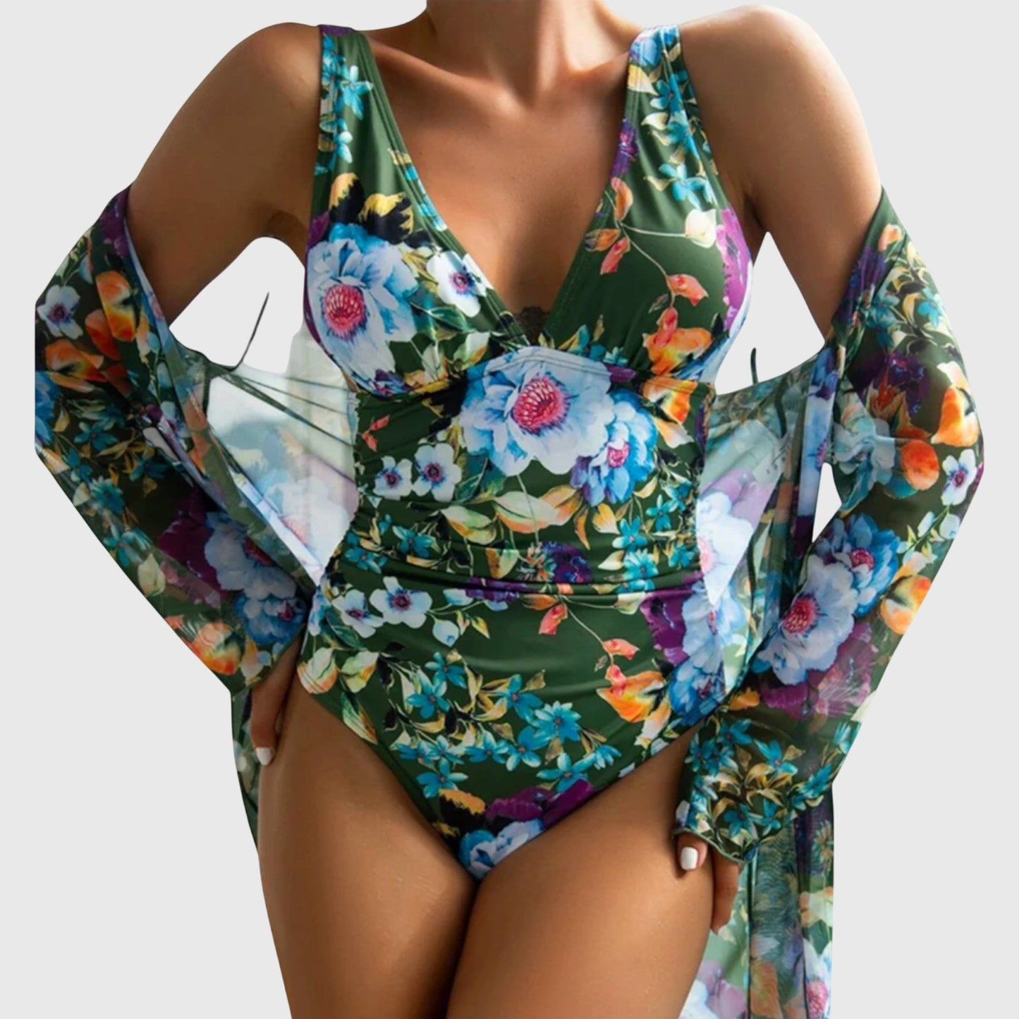Linnea | Ensemble Maillot de Bain Floral et Kimono