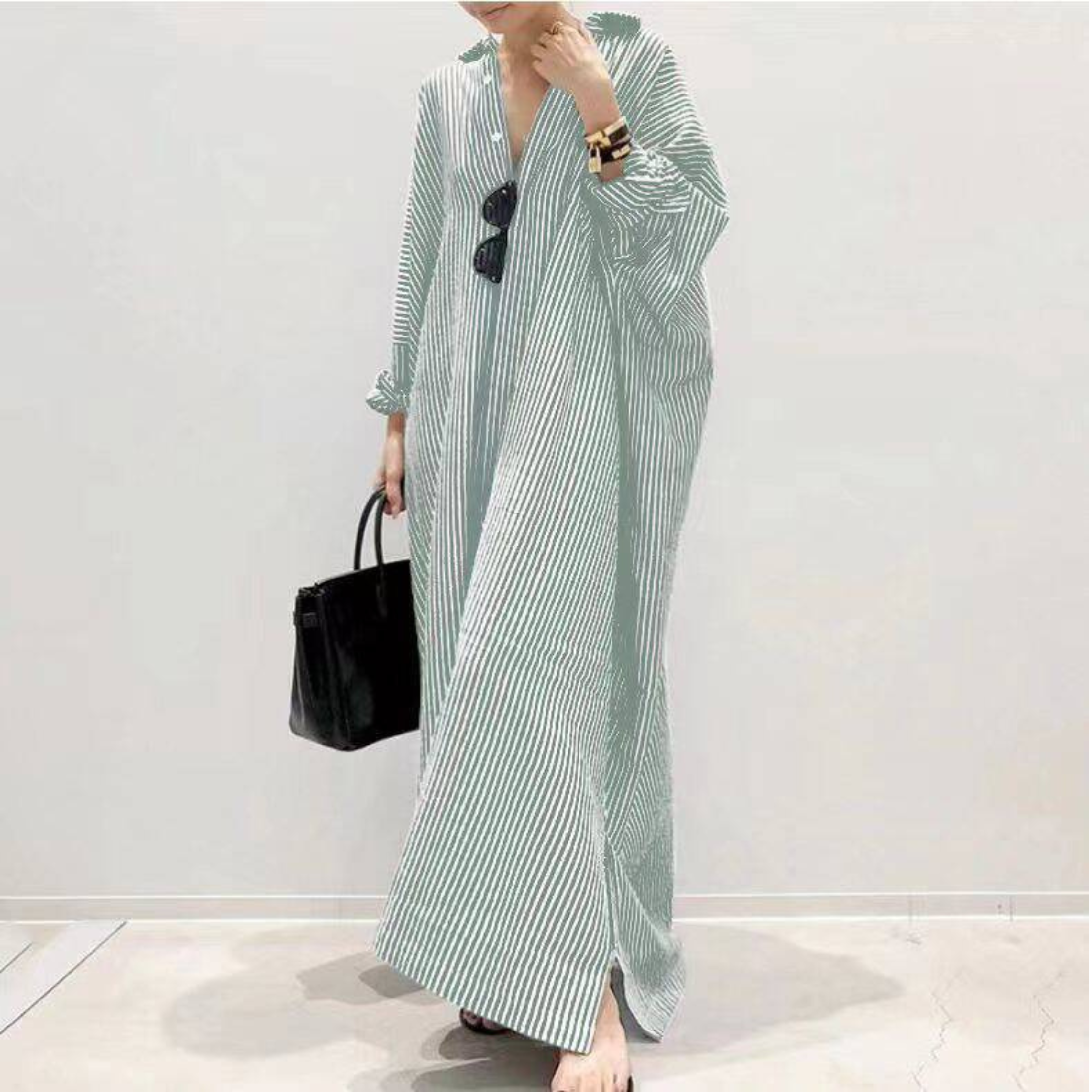 LINNAEA™ - Robe Maxi Rayée Quotidienne