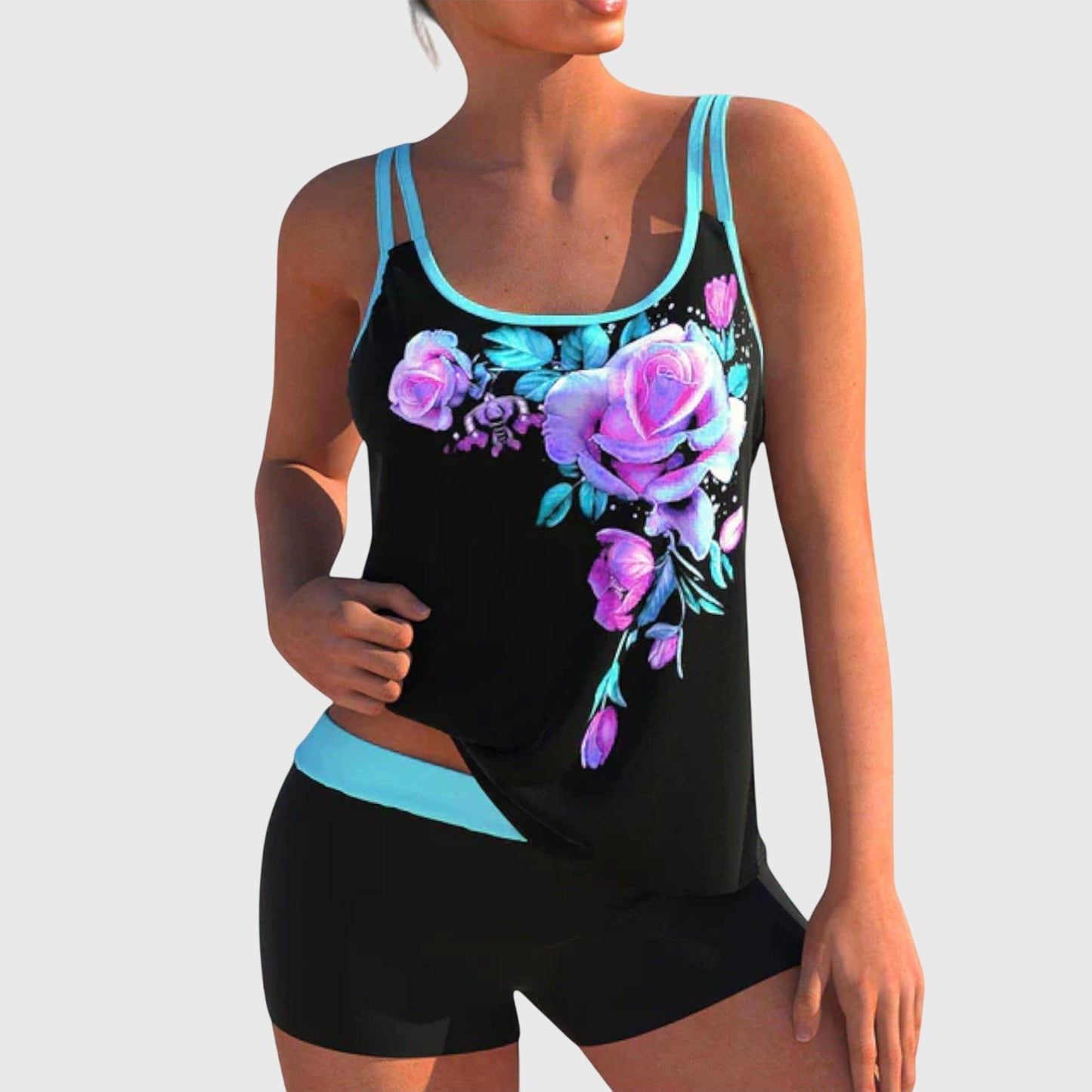 Alice | Ensemble de maillot de bain tankini floral et shorts
