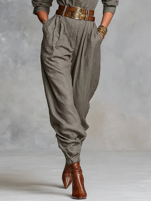 Magda | Bawełniano-lnianie kombinezon z długim rękawem