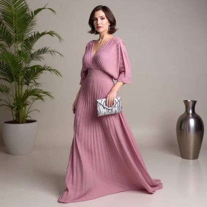 Greta | Robe Maxi Plissée Flow – Où la facilité rencontre l'élégance