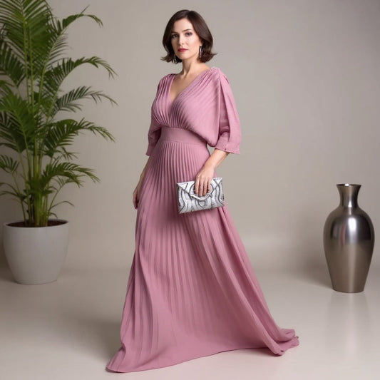 Greta | Robe Maxi Plissée Flow – Où la facilité rencontre l'élégance
