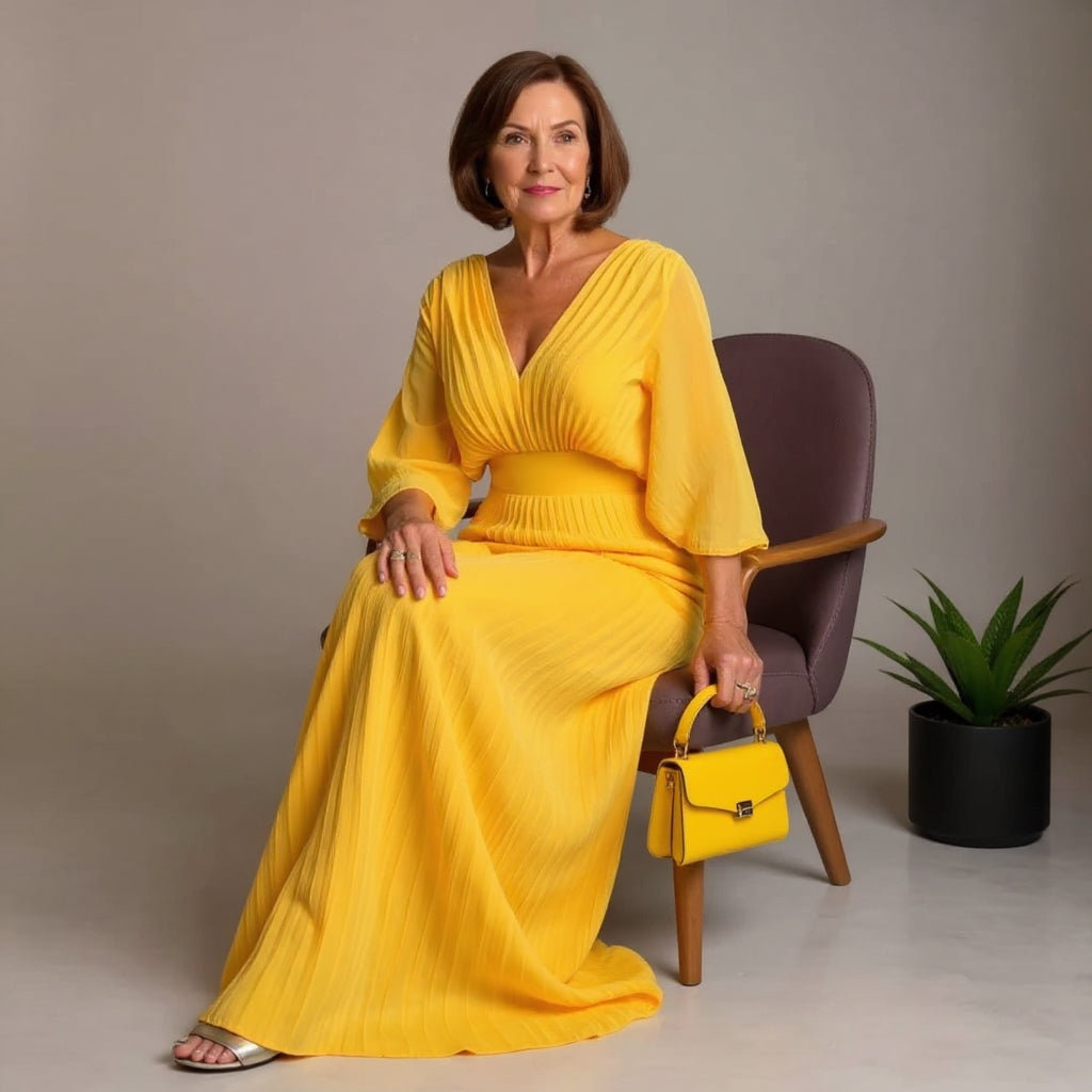 Greta | Robe Maxi Plissée Flow – Où la facilité rencontre l'élégance