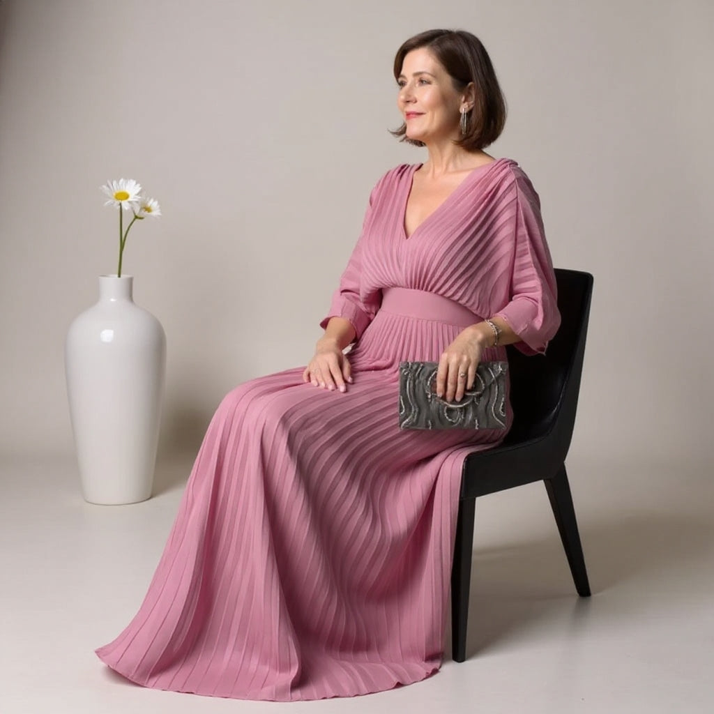 Greta | Robe Maxi Plissée Flow – Où la facilité rencontre l'élégance