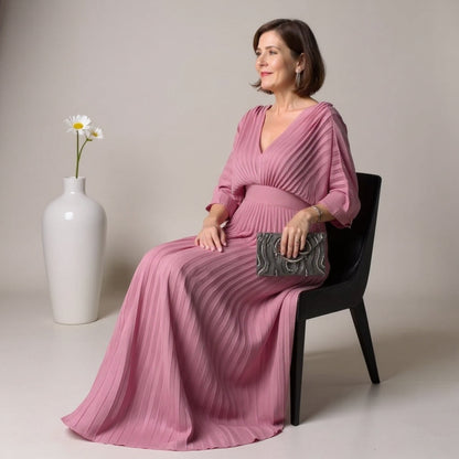 Greta | Robe Maxi Plissée Flow – Où la facilité rencontre l'élégance