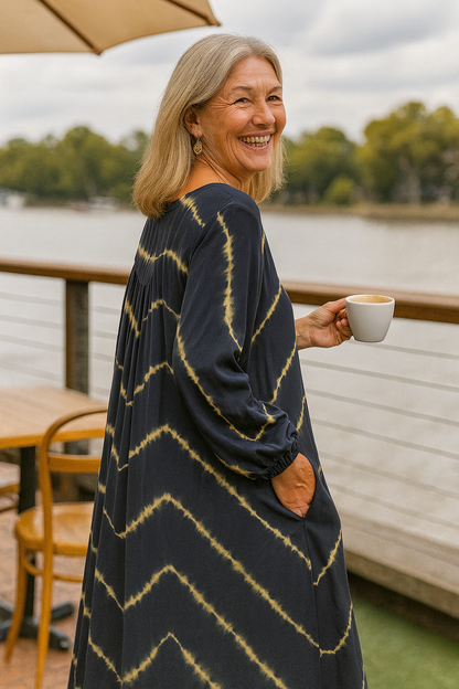 Selora | Robe Confort Rayée Boho - Amie du Ventre