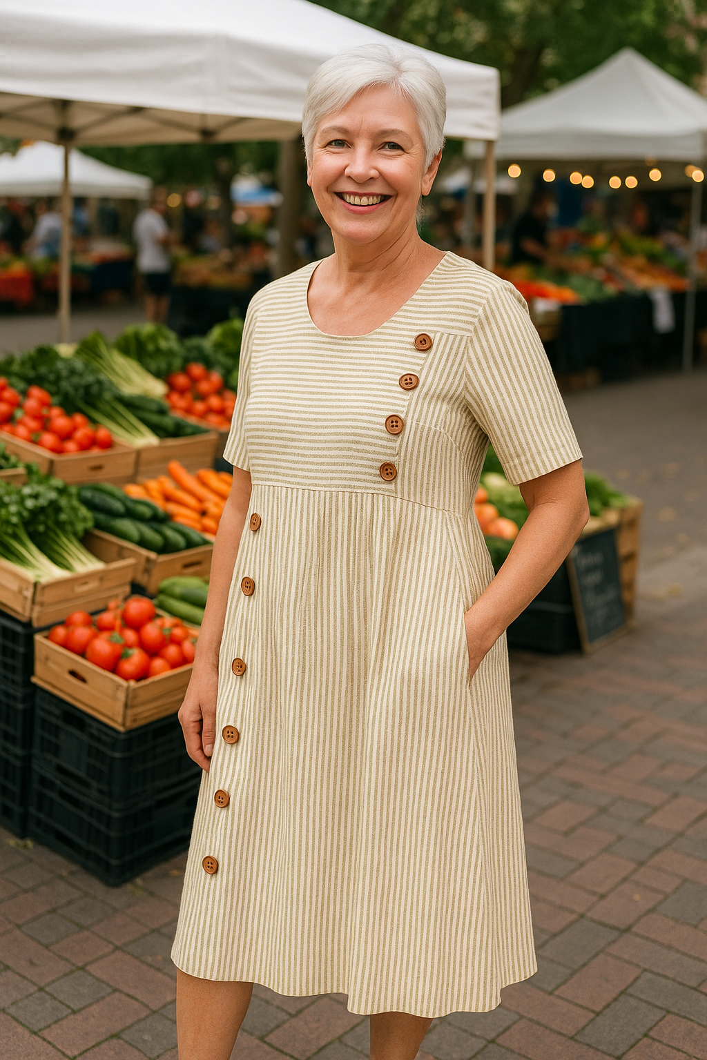 Brienne | Robe Midi Rayée – Confort Effortless, Confiance Quotidienne