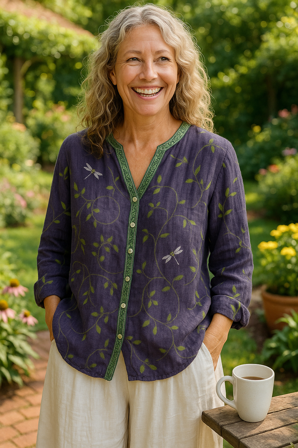 Fougère | Blouse V-Détail Détendue – Style Intemporel, Confort Sans Effort