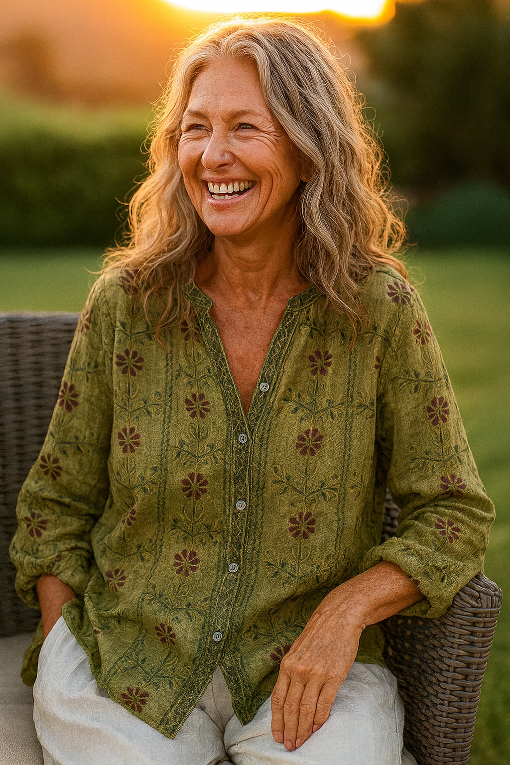 Fougère | Blouse V-Détail Détendue – Style Intemporel, Confort Sans Effort