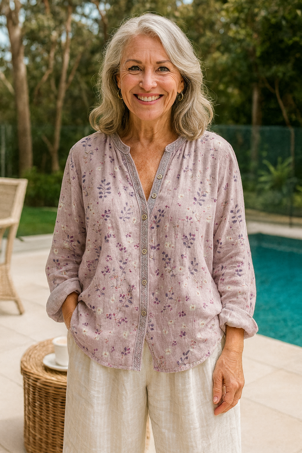 Fougère | Blouse V-Détail Détendue – Style Intemporel, Confort Sans Effort