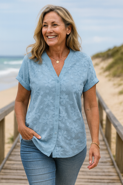 Top en Coton-Lin Naturel Rena