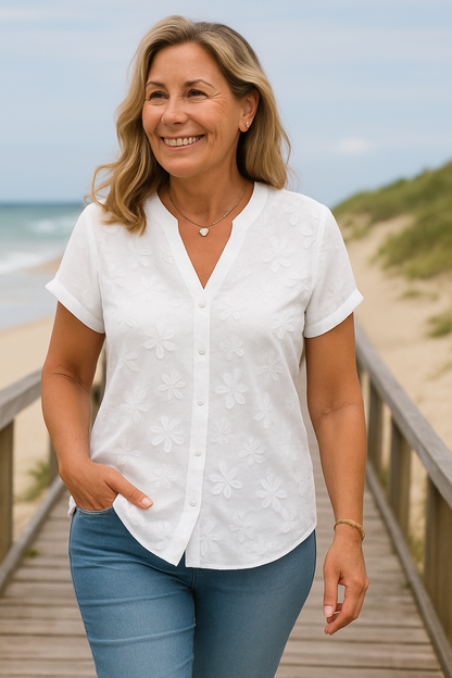 Top en Coton-Lin Naturel Rena