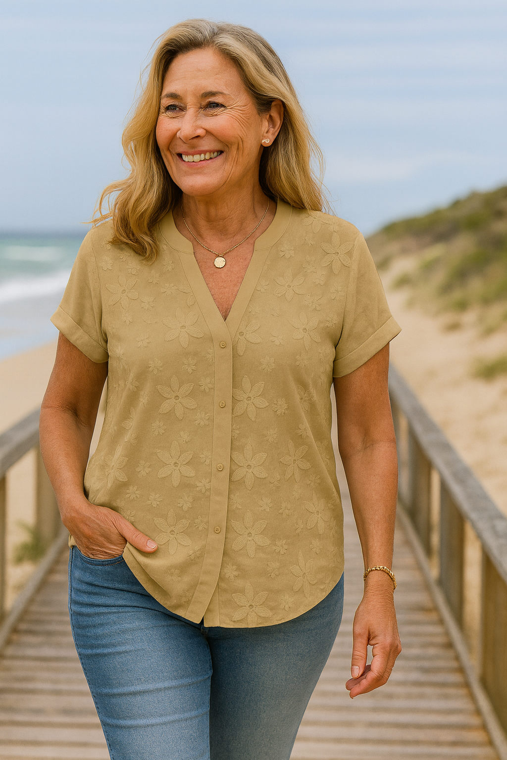 Top en Coton-Lin Naturel Rena