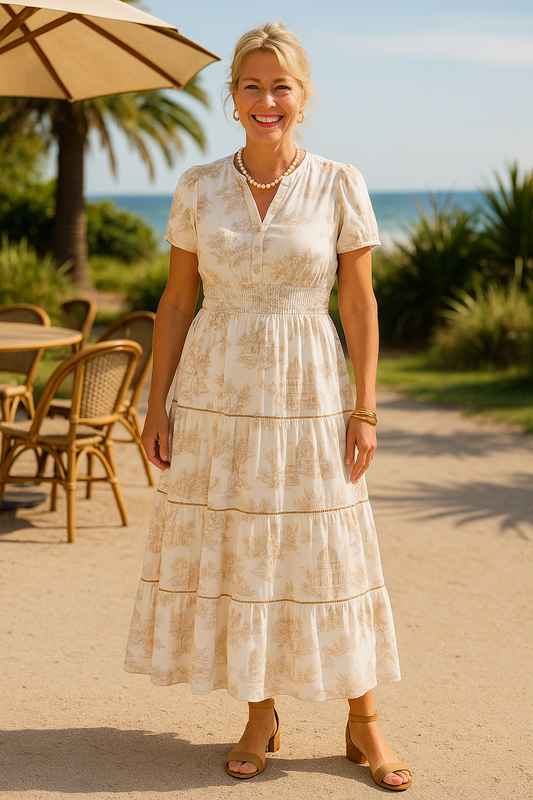 Marcelline | Maxi Toile Intemporelle – Élégance Flatteuse avec Confort et Fluidité