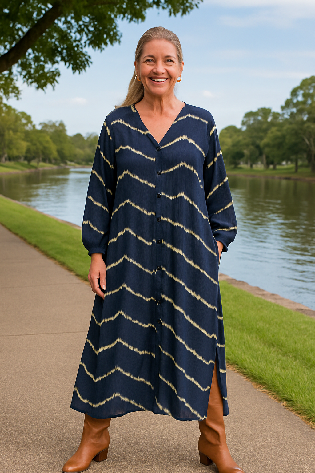 Selora | Robe Confort Rayée Boho - Amie du Ventre