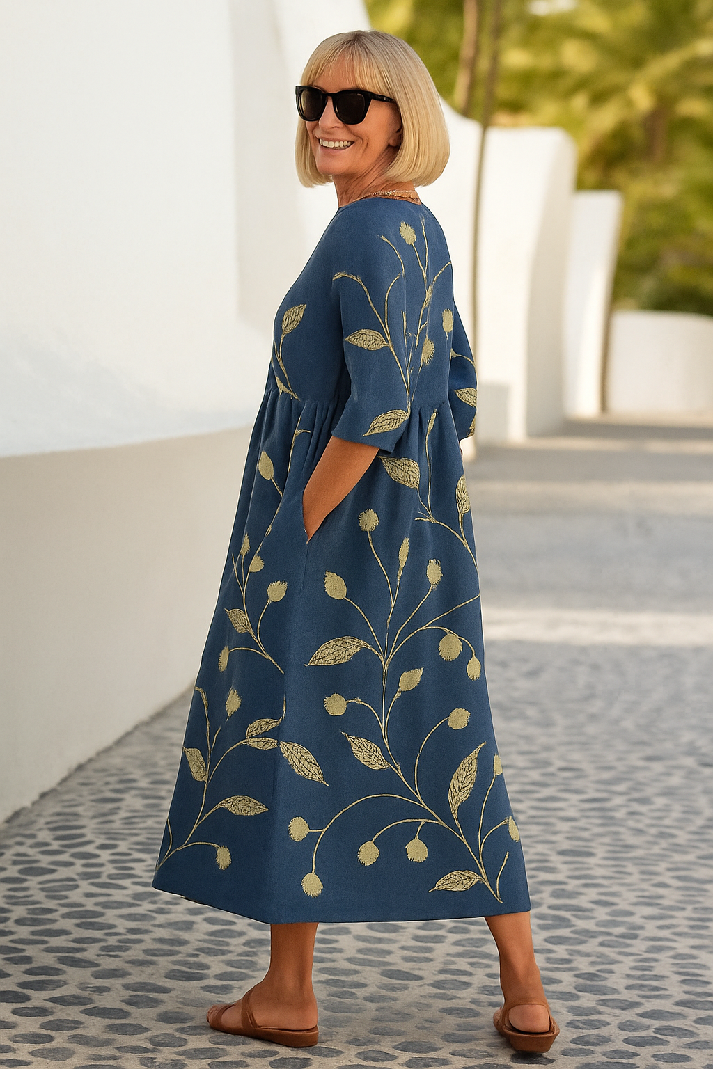 Eliza | Robe Midi Décontractée - Élégance Effortless, Confort Quotidien