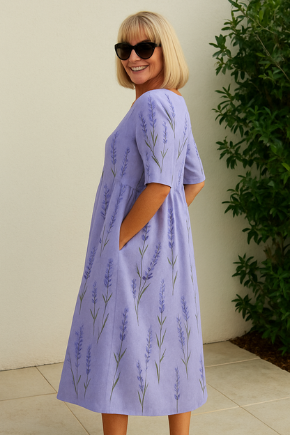 Eliza | Robe Midi Décontractée - Élégance Effortless, Confort Quotidien