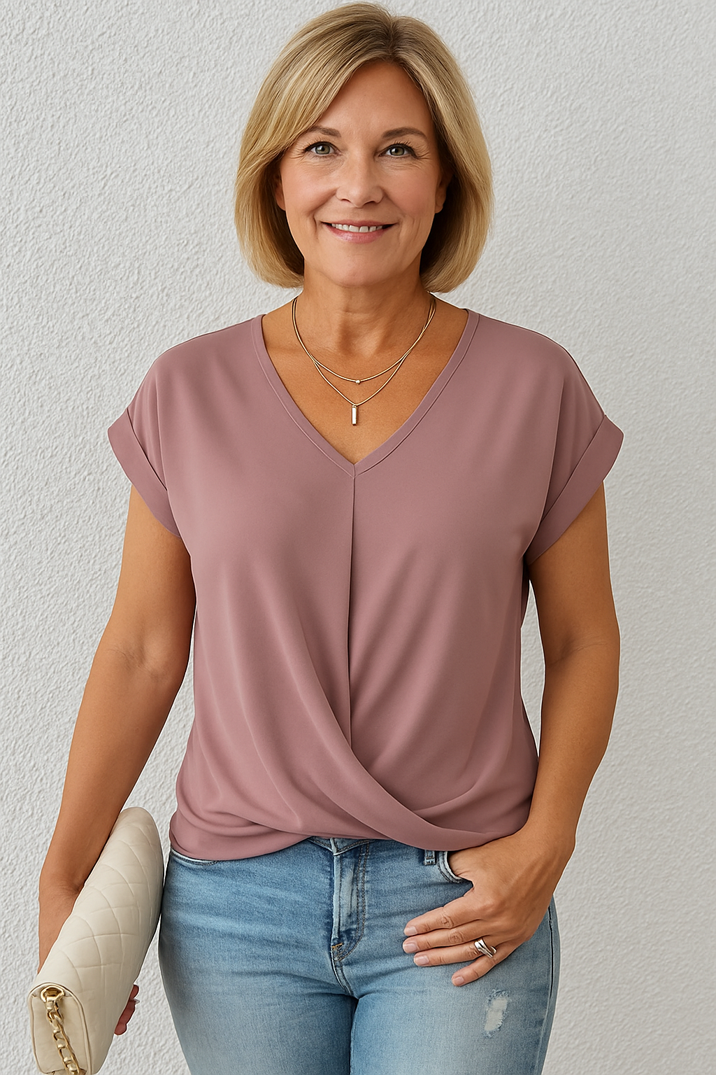 Liana | Haut à drapé doux avec nœud avant - Flatteur, Confortable & Élégant
