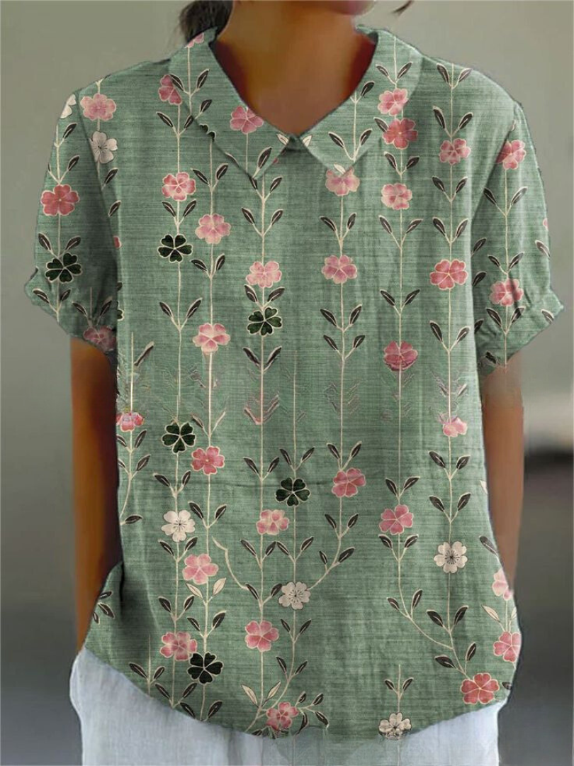 MARLENE™ – Chemise à Imprimé Vintage