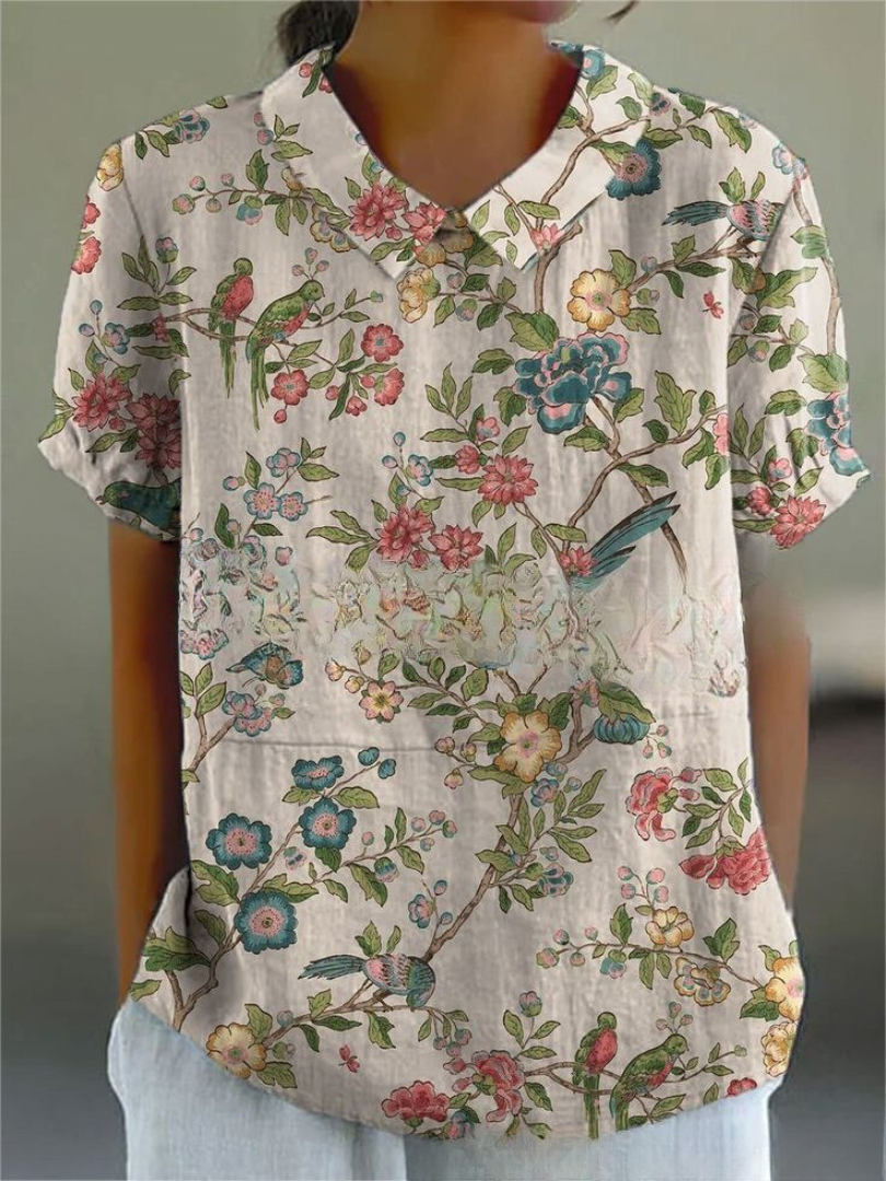 MARLENE™ – Chemise à Imprimé Vintage