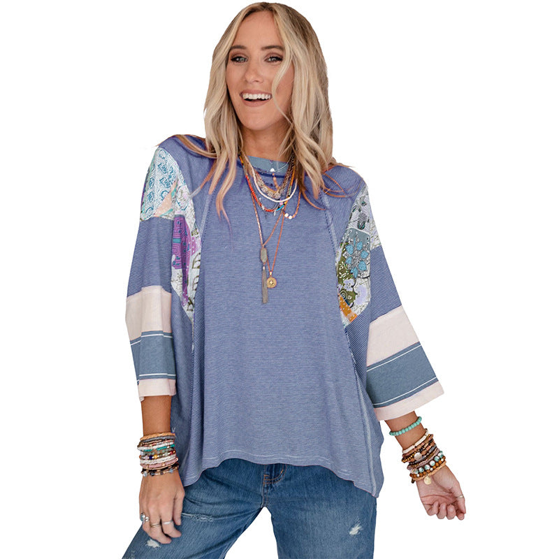 BAILEY™ – Haut Batwing Patchwork Léger
