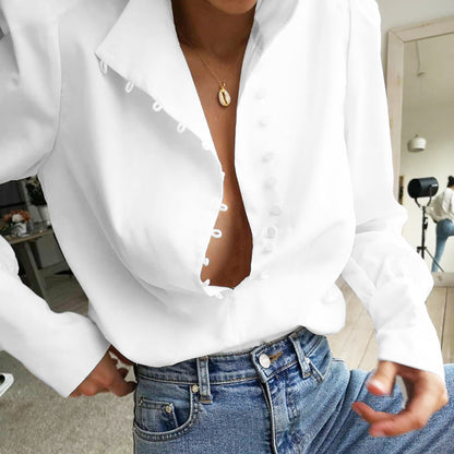 FADI™ - Blouse Longue à Manches Longues avec Boutons Élégante