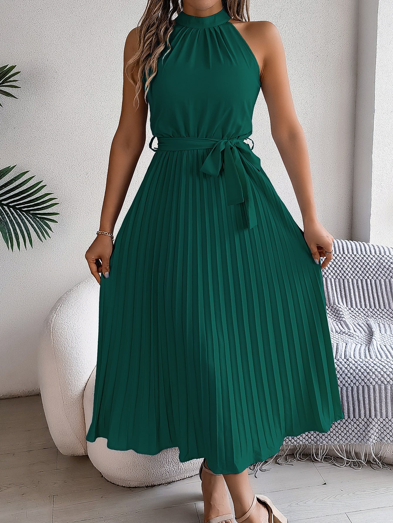 CEDRINE™ – Robe Midi Plissée Élégante