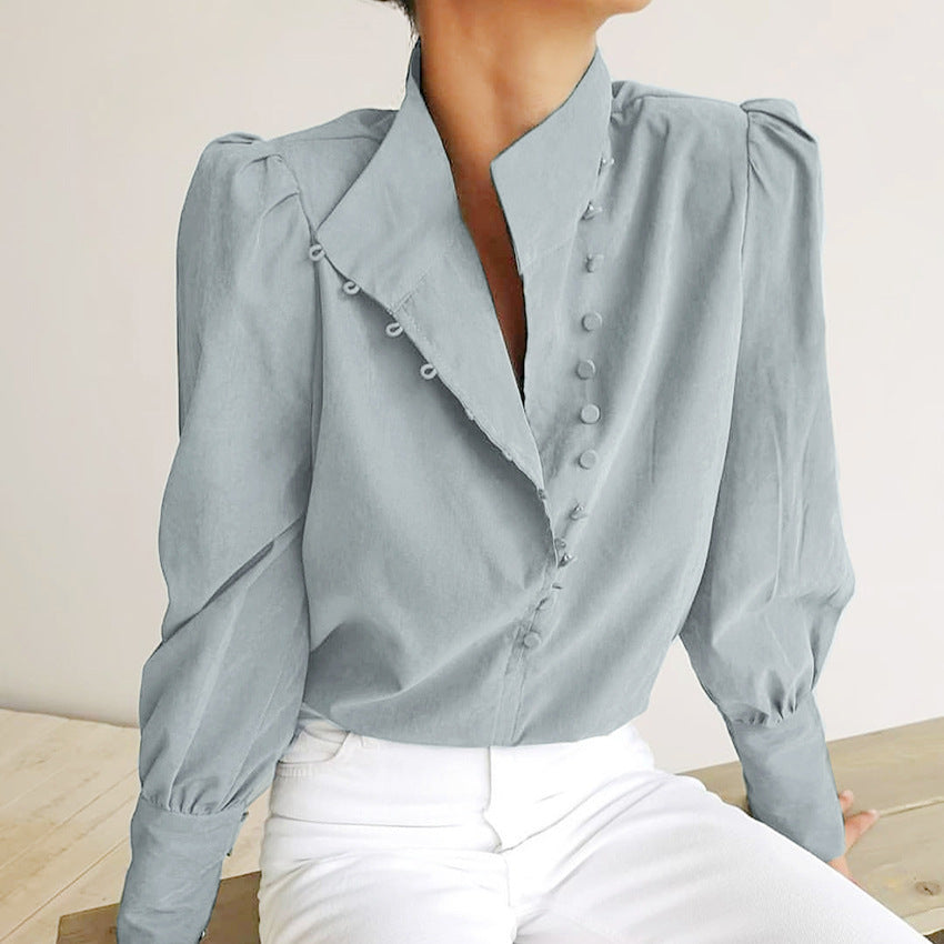 FADI™ - Blouse Longue à Manches Longues avec Boutons Élégante