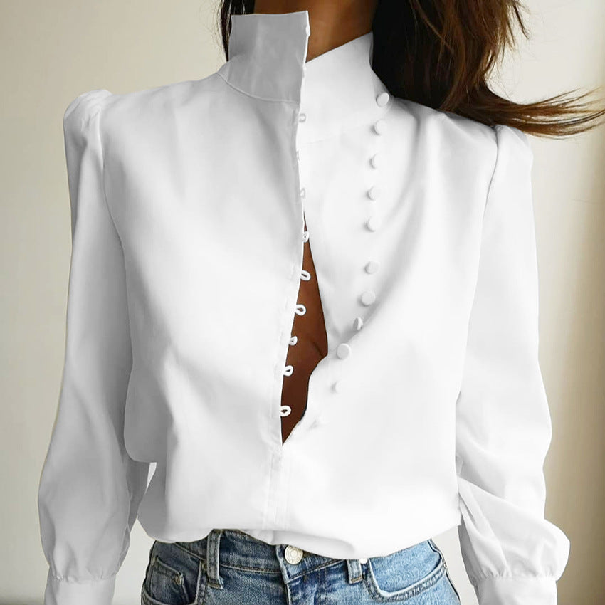 FADI™ - Blouse Longue à Manches Longues avec Boutons Élégante