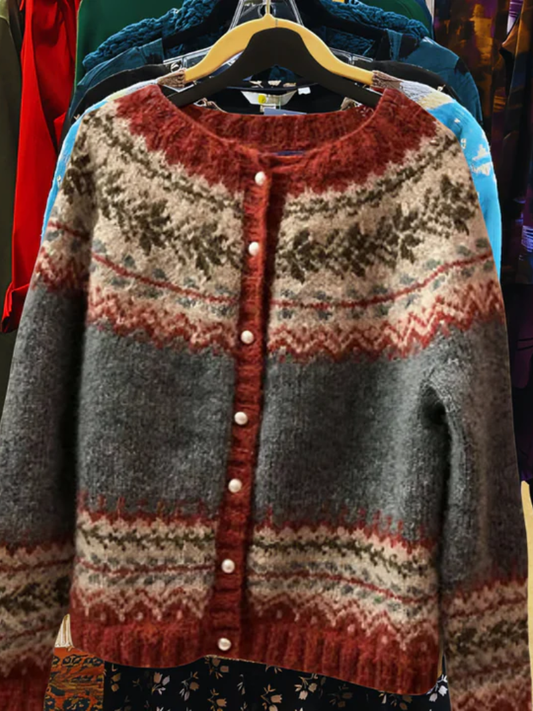 Nelia – Cardigan en tricot avec motif d'hiver classique
