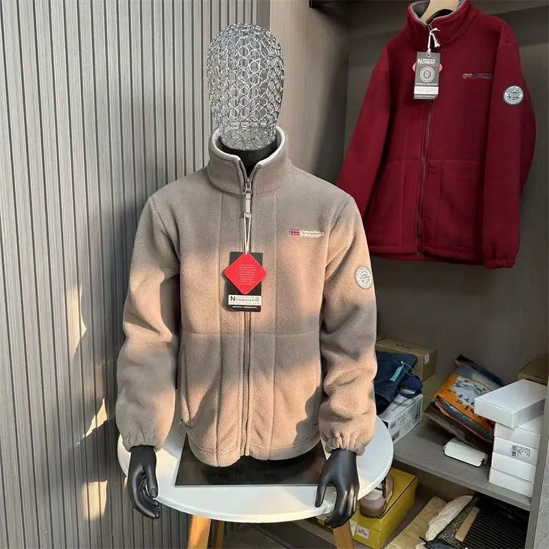 Noorwegen bestelling! !! Heren warmte-isolatie fleece opstaande kraag jas Ameika-stijl verdikte winter casual ritssluiting
