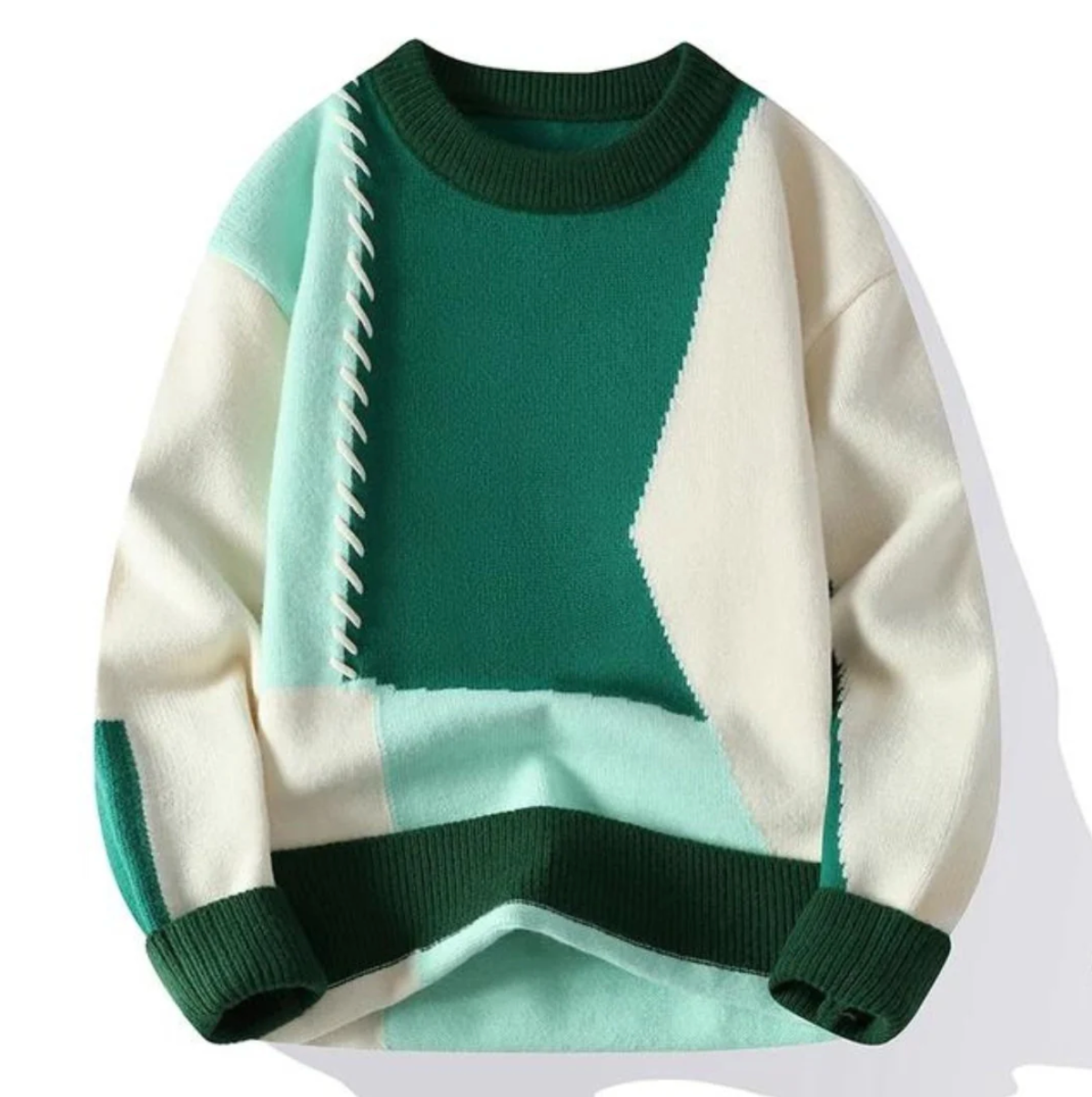 Sweter dziergany patchworkowy