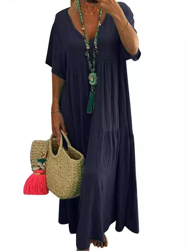 LINNEA™ – Robe Maxi à Volants Doux et Col V