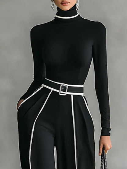 Emma - Ensemble élégant de deux pièces avec col montant et pantalon large