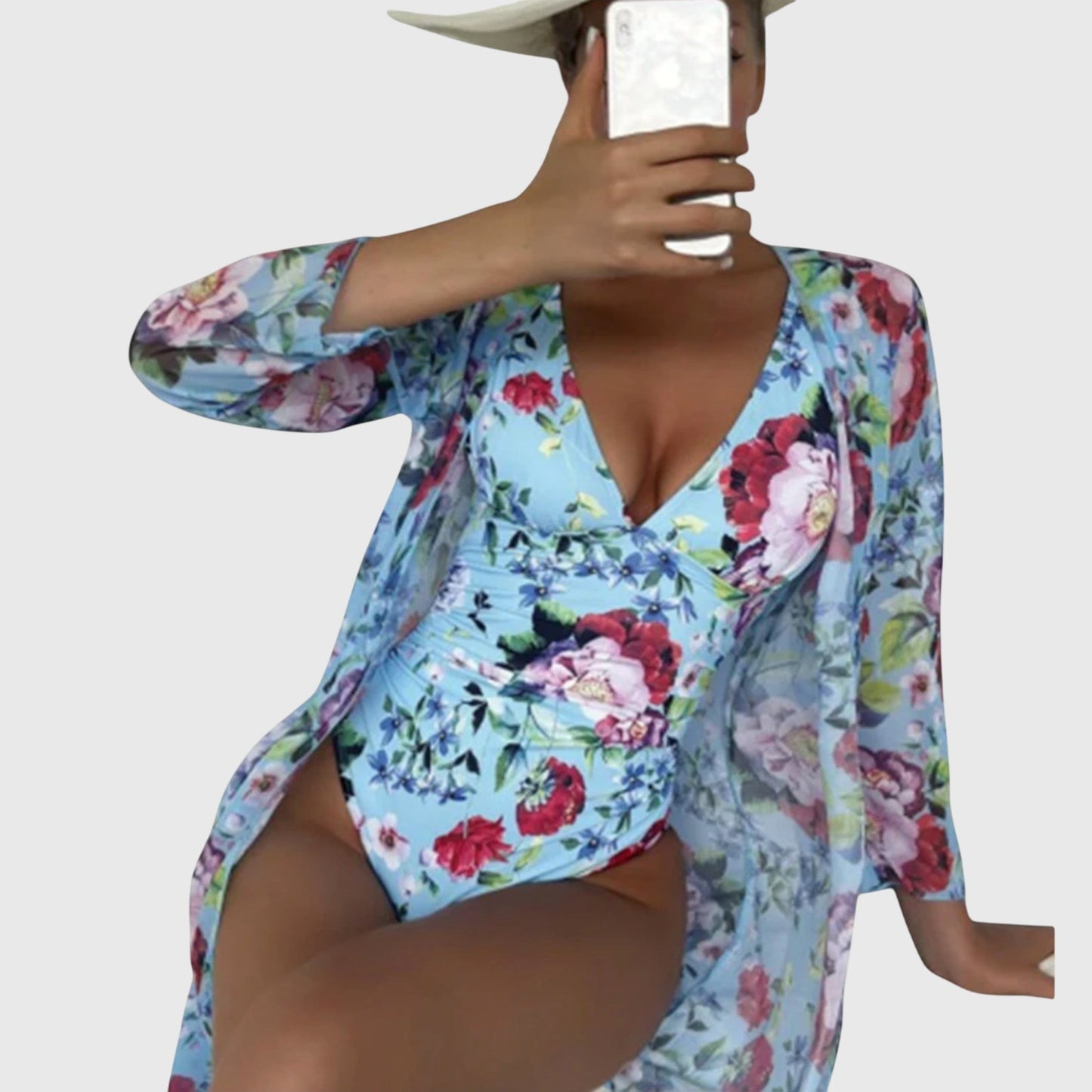 Linnea | Ensemble Maillot de Bain Floral et Kimono