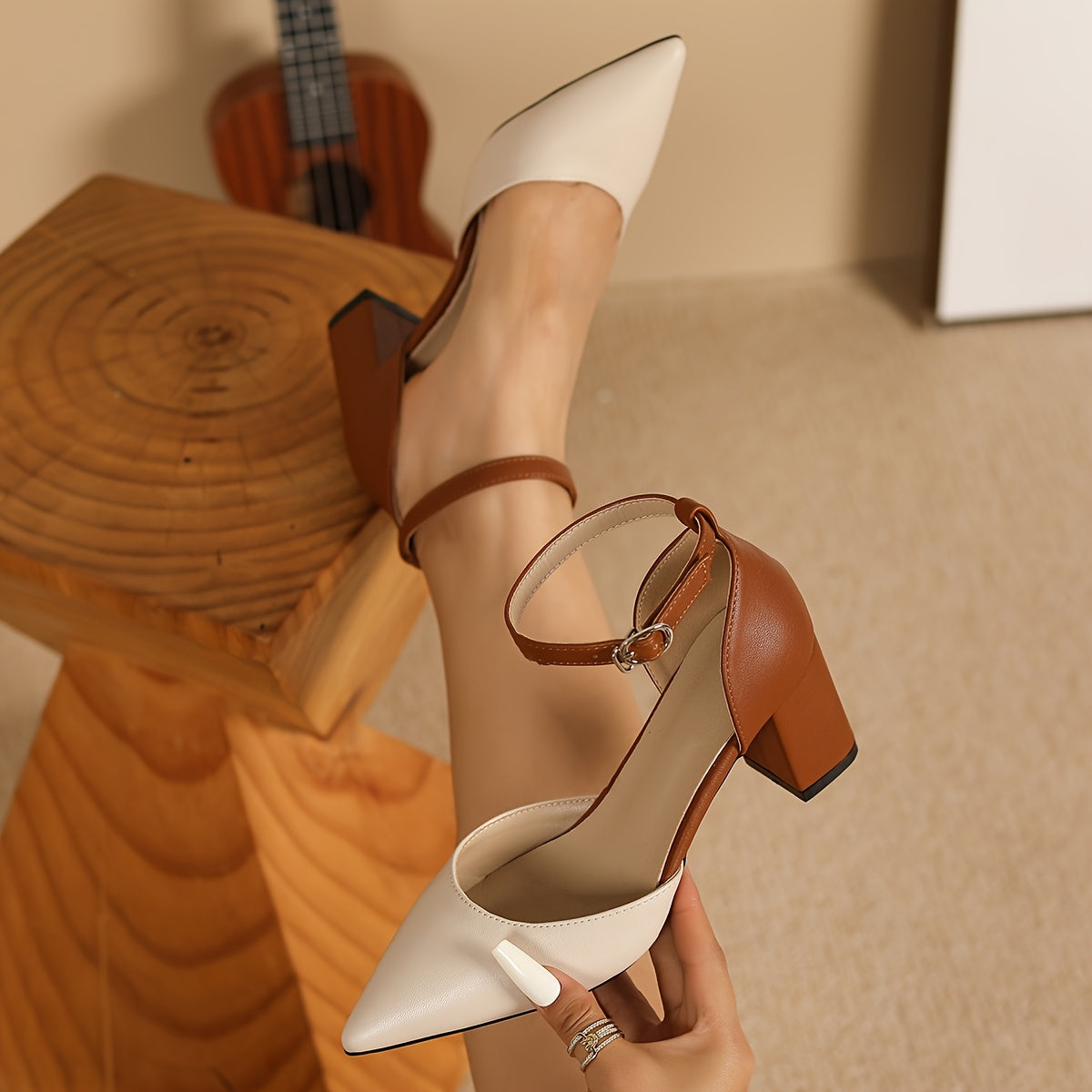Marielle | Talons à sangle bicolores