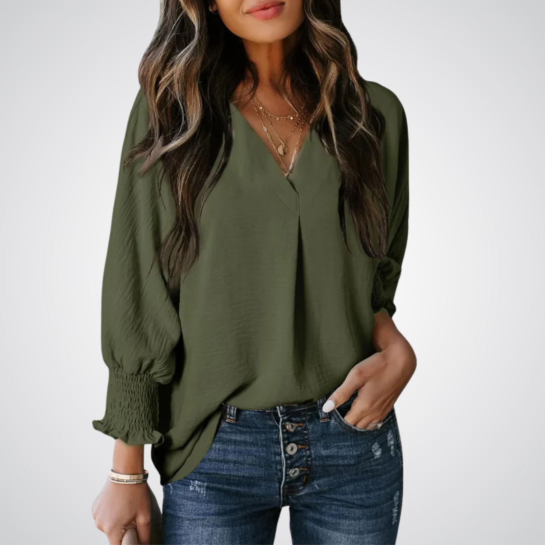 LEILA™ – Blouse Tunique Classique à Col V